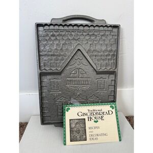 John Wright Cast Iron Gingerbread House Mold Victorian Holiday Baking Pan USA